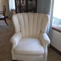 Channel-Tufted Shell Back Wingback Chair