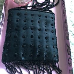 Vintage Le Regale Black Beaded Evening Purse 