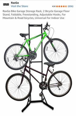 RaxGo Bike Garage Storage Rack, 2 Bicycle Garage Floor Stand