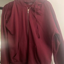 Size Large Maroon Zippered Hood Sweatshirt - New