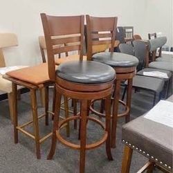 Newly Assembled Upholstered Bar Stools Set of 2 w/31.5 Inch Seat Height Counter Height Chairs Swivel