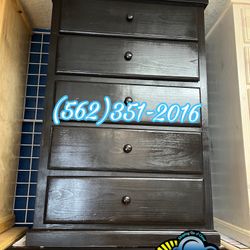 Black Five Drawer Pinewood Dresser Comoda Cajonera 