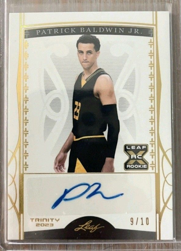 Really Nice 2023 Leaf Trinity Patrick Baldwin Jr Gold RC, Auto, #9/10 Card MINT