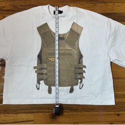 White And Brown Crop Street Wear Shirt 