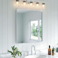 36 in. W x 32 in. H Rectangular Aluminum Framed Wall Bathroom Vanity Mirror in Silver