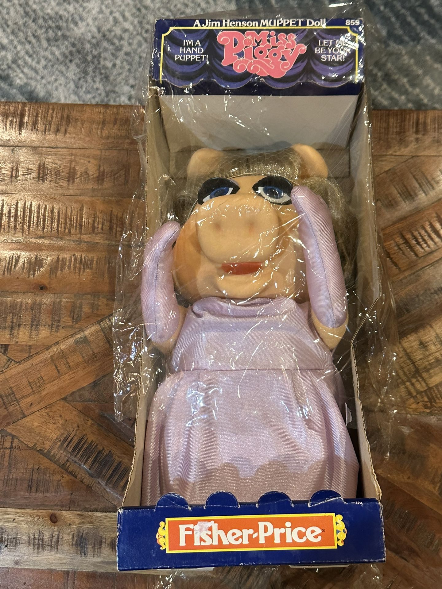 Vtg 1978 Fisher Price Miss Piggy Muppets Pink Dress Hand Puppet