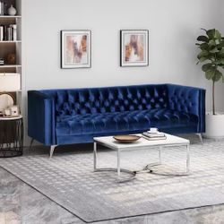 Gorgeous Midnight Blue Velvet Couch 