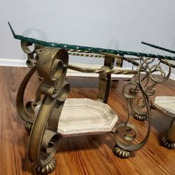 END TABLE - Wrought Iron glass top table