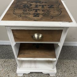 Wood Bed Nightstand, Drawer & Shelf Artisan painted Paris Ritz 🚚 extr