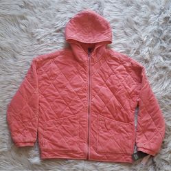 Wild Fable Coral Pink Hooded Quilted Jacket M NWT