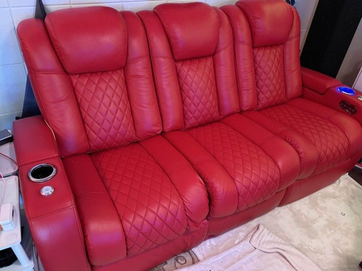 Red Power Recliner Sofa 