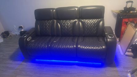 Port royal leather triple power reclining sofa