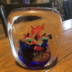 Vintage Fish Tank Paperweight 4.5x3.5 Inches 