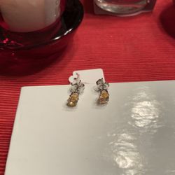 Genuine Gemstone “Citrine” Sterling Silver Setting Earrings