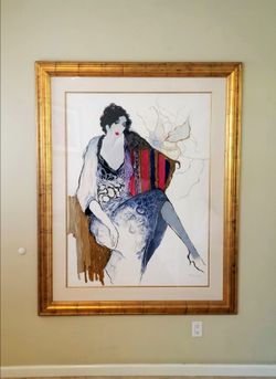 Itzchak Tarkay Reverie A.P. 25/45 Hand Signed Serigraph Dry Stamp 70x56 Framed
