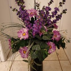 Silk Flower Arrangement In Black Vase