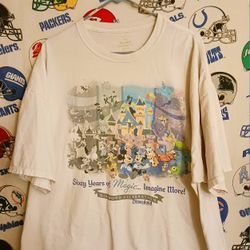 2015 60 Years Of Magic Disneyland Diamond Celebration Mickey Minnie Goofy Donald Duck Pixar Cars Monster Inc. Toy Story Beauty Beast Pooh Graphic Tee 