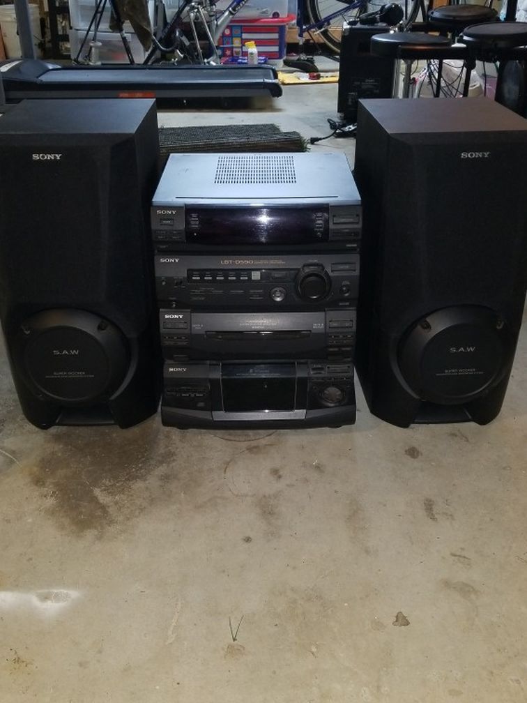 Stereo Receiver W/ Dual Cassettes And 5 CD Changer