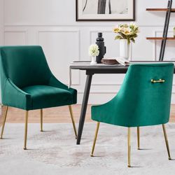 2 Mid-century modern Green Velvet Chairs