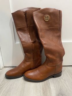 Tory Burch Brown Leather Knee-High Riding Boots