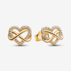 Pandora  Sparkling Infinity Heart Stud Earrings
