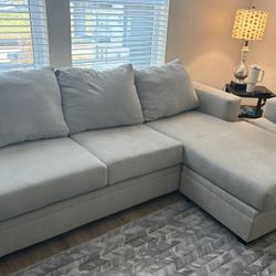 Bonaterra Sand Beige Fabric 97" Sofa with Reversible Chaise | Track Arms | Loose Reversible Back