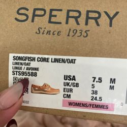 sperry’s songfish core linen size 7.5 Brown 