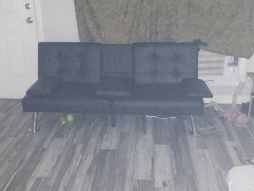 Convertible Futon Couch/Bed  With Cup Holders