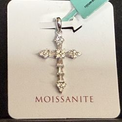 Moissanite On Italian Silver Cross