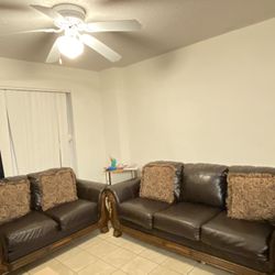 2 Leather Sofa Used But In Good Condition