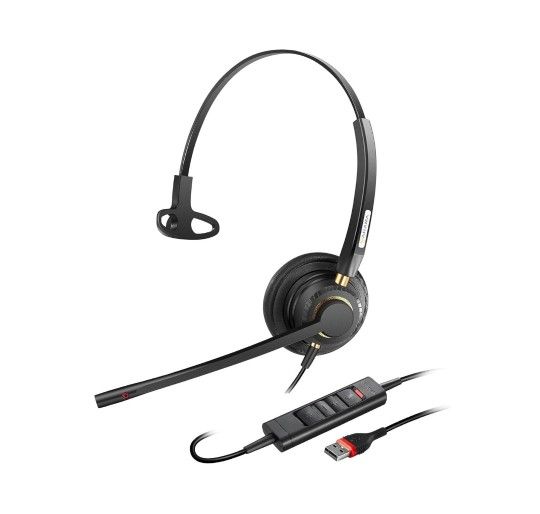 USB Headset with Microphone Noise Cancelling & Audio Controls Ultra Comfort USB Headphone for Computer Laptop Pc Business Skype UC Webinar Call Center