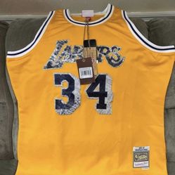 Shaquille O Neal Authentic 96-97 75 Year Lenticular LA Lakers Jersey XXL New With Tags as shown.