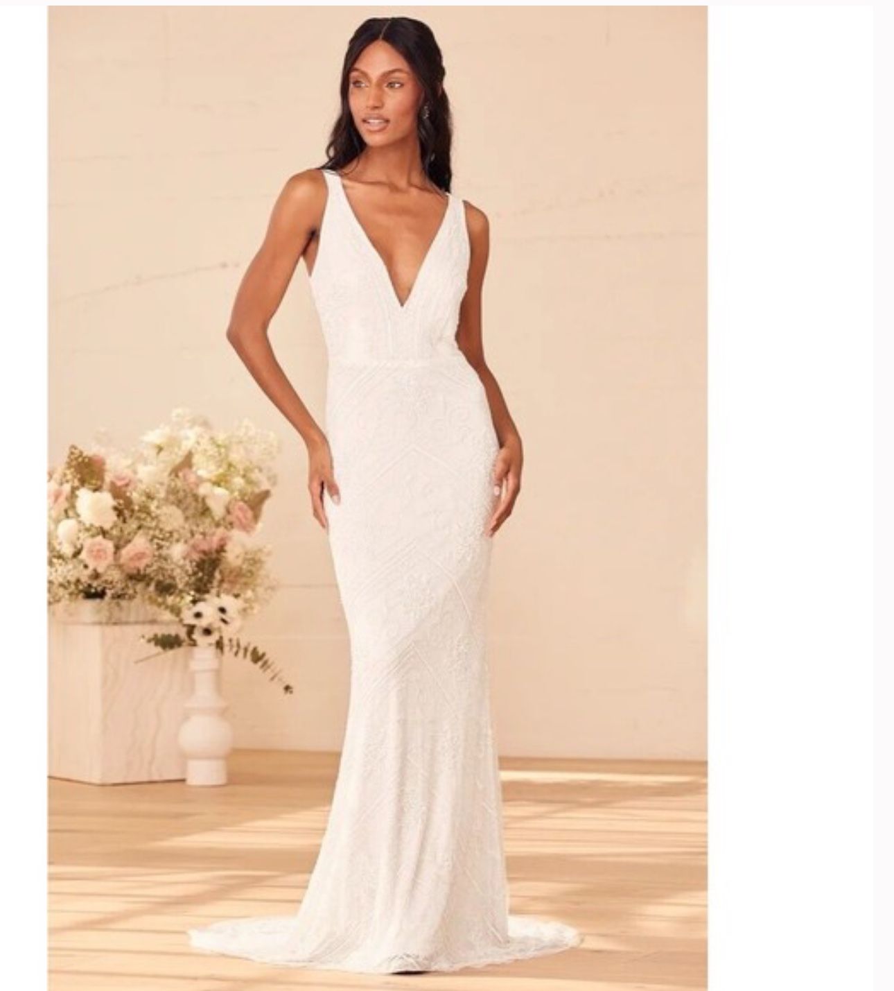 The Sweetest Vows White Beaded Sequin Mermaid Maxi Dress Lulus