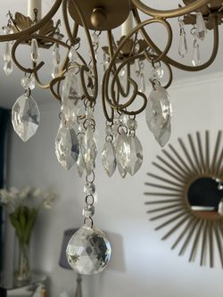 Brushed Gold Chandelier with 5 LED Bulbs