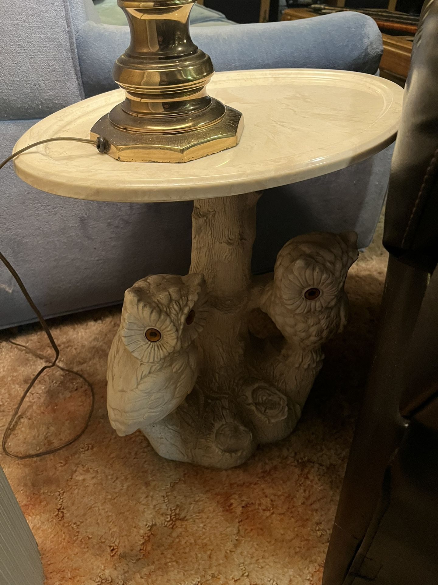 Vintage Marble Owl Side Table