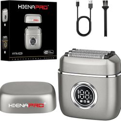 Men's Electric Foil Shaver - USB-C Rechargeable, IPX7 Waterproof, Pocket-Sized with LED Display for Travel & Home (Gray) 