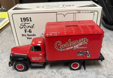 1951 Ford F-6 Dry Goods Van Cushman Motor Scooter Bank – 1/34 Scale – With Box (#39)