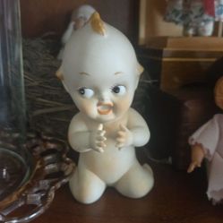 Adorable Real Fine China Kewpie Doll Angel Wings..rare!