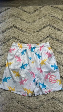 White Mesh Shorts with Star Print Size Medium