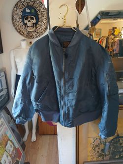Vintage 80s Alpha Industries MA-1 Bomber XL Ideal Zipper Made in USA Distressed