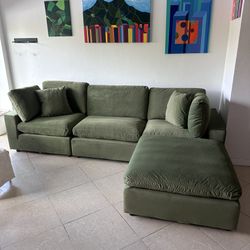 New Olive Green Velvet Cloud Couch Sectional