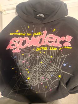 Black and pink sp5der hoodie v2