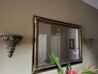 22x32 mirror black and gold trim