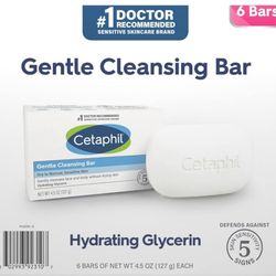 CETAPHIL - Gentle Cleansing Bar Soap - Dry Sensitive Skin - 4.5oz - 6-Pack NEW