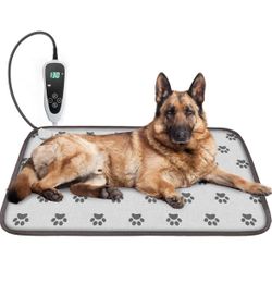 Large Dog Heating Pad 34x21in Waterproof Pet Heating Pad for Dogs Smart Thermostat Switch, Whelping Supplies Heated Dog Bed,Adding Wire Rope Wires Pup