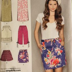 Simplicity 2258 Easy to Sew  Carpi Pants Shorts Skirt  Sizes 6-14