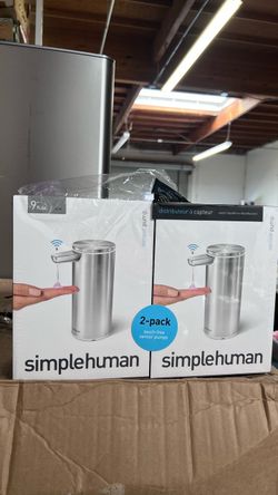 simplehuman 9oz Rechargeable Sensor Soap Dispenser, 2-pack