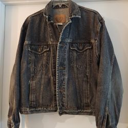 Men's Vintage GAP Black Faded Denin Jean Jacket/Large 