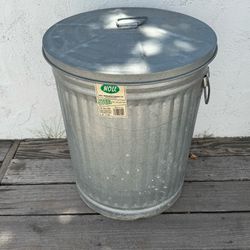 VTG Noll 20 Gallon Galvanized Zinc Coated Steel Trash Can with Lid (Silver Lake)