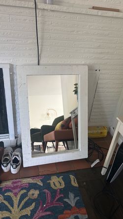 West Elm Large Wall Mirror White Wood Frame